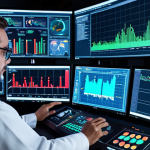 **

A high-tech control room filled with glowing screens displaying graphs, charts, and real-time data visualizations of industrial processes. In the foreground, a technician is analyzing data on a holographic display, with various sensors and control panels visible in the background. Focus on the advanced technology and integration of AI in process control.

**