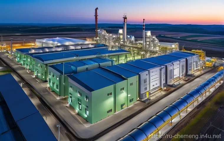 화학반응공학 - **A modern and clean chemical engineering plant at sunrise, showcasing the "heart of production."**
...