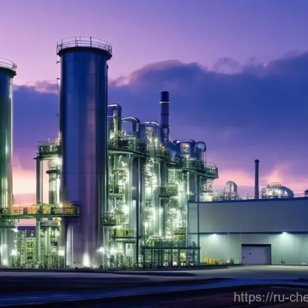 산업용 가스 분리 공정 - **Cryogenic Distillation Plant at Dusk**
"A majestic, wide-angle view of a state-of-the-art cryo...
