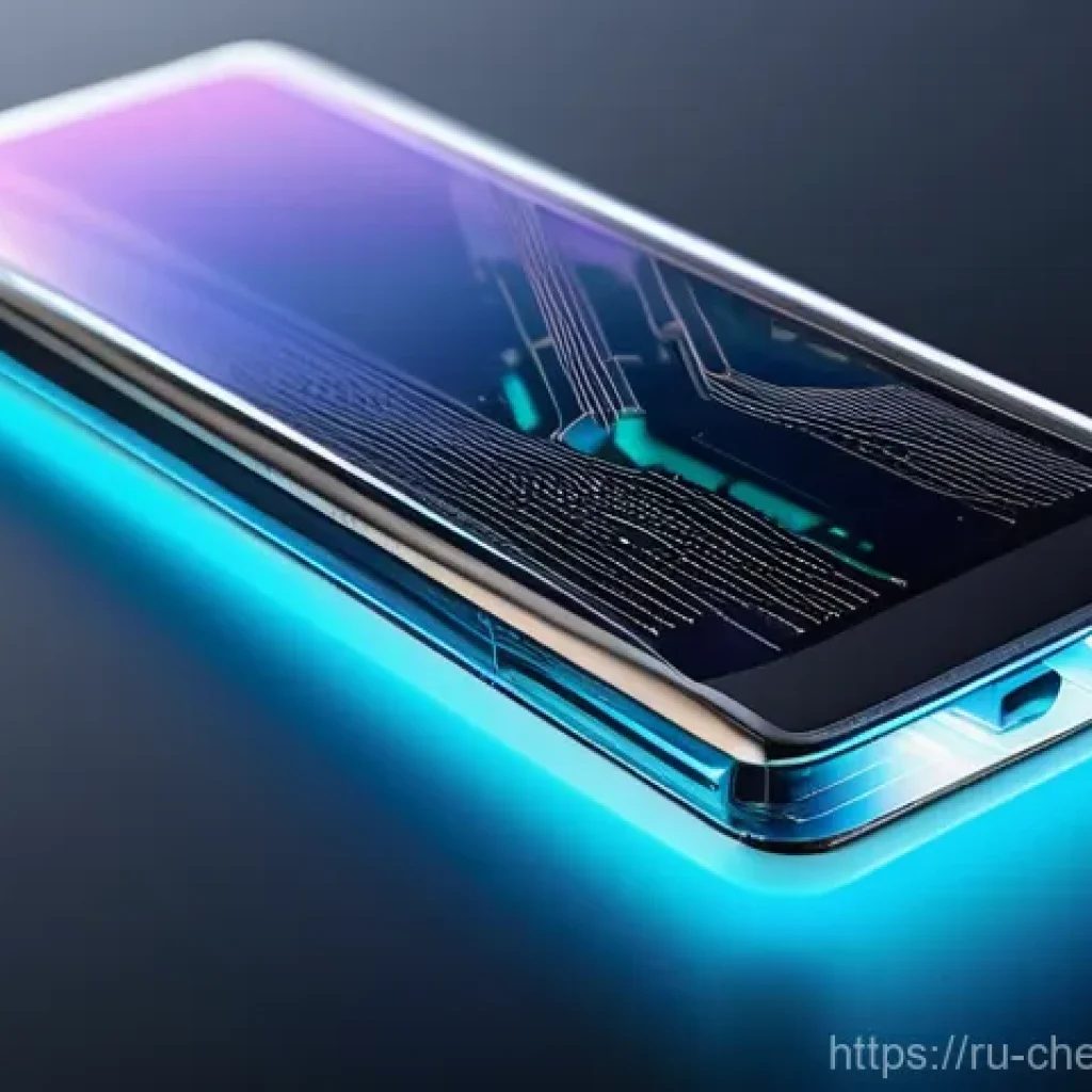 차세대 반도체 소재 및 공정 - **Prompt:** "A hyper-futuristic, transparent smartphone with a flexible, almost ethereal screen, sho...